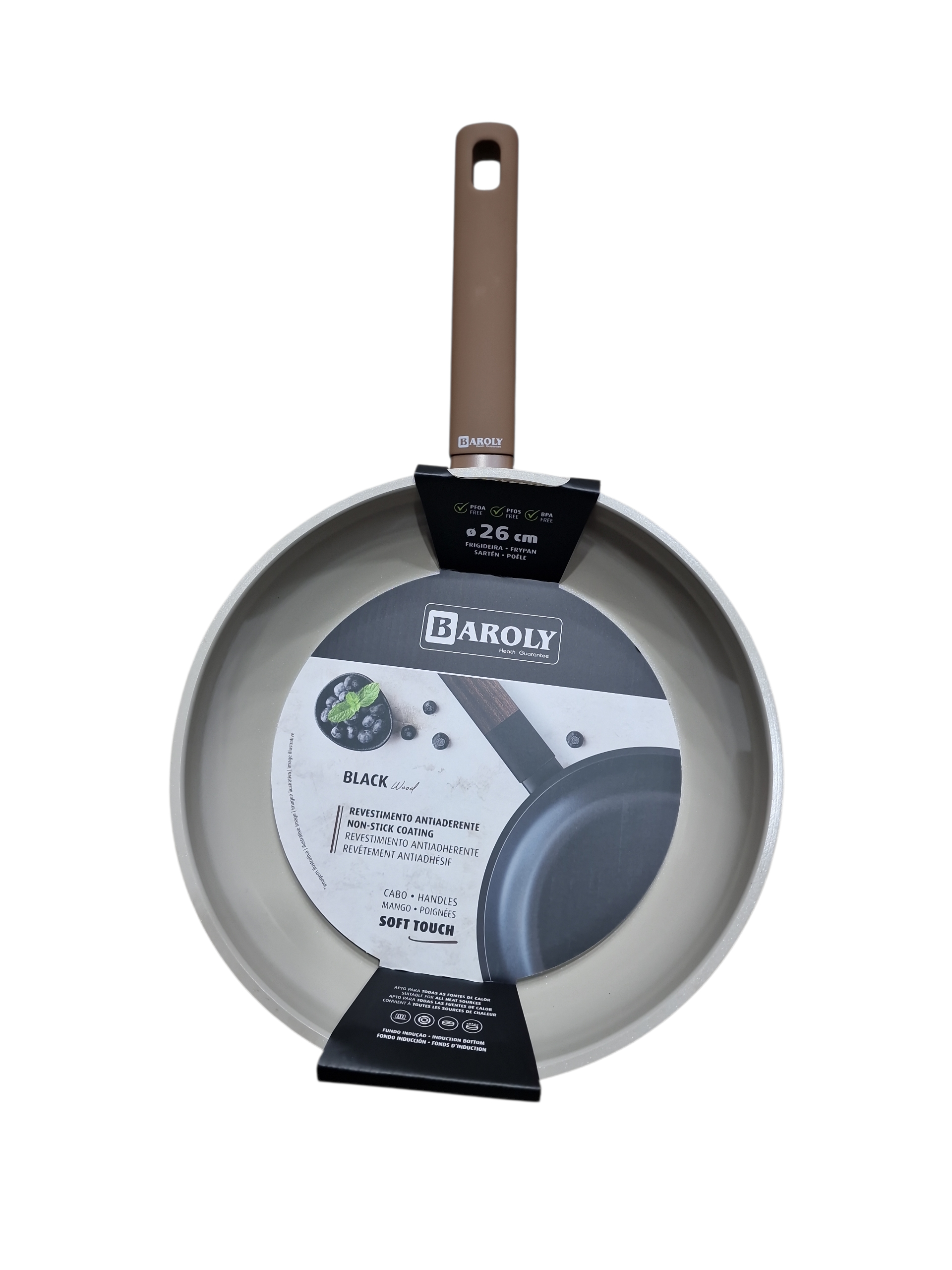 Сковородка ВОК индукц. Кремовая (BAROLY) антипригарные 2627-28см