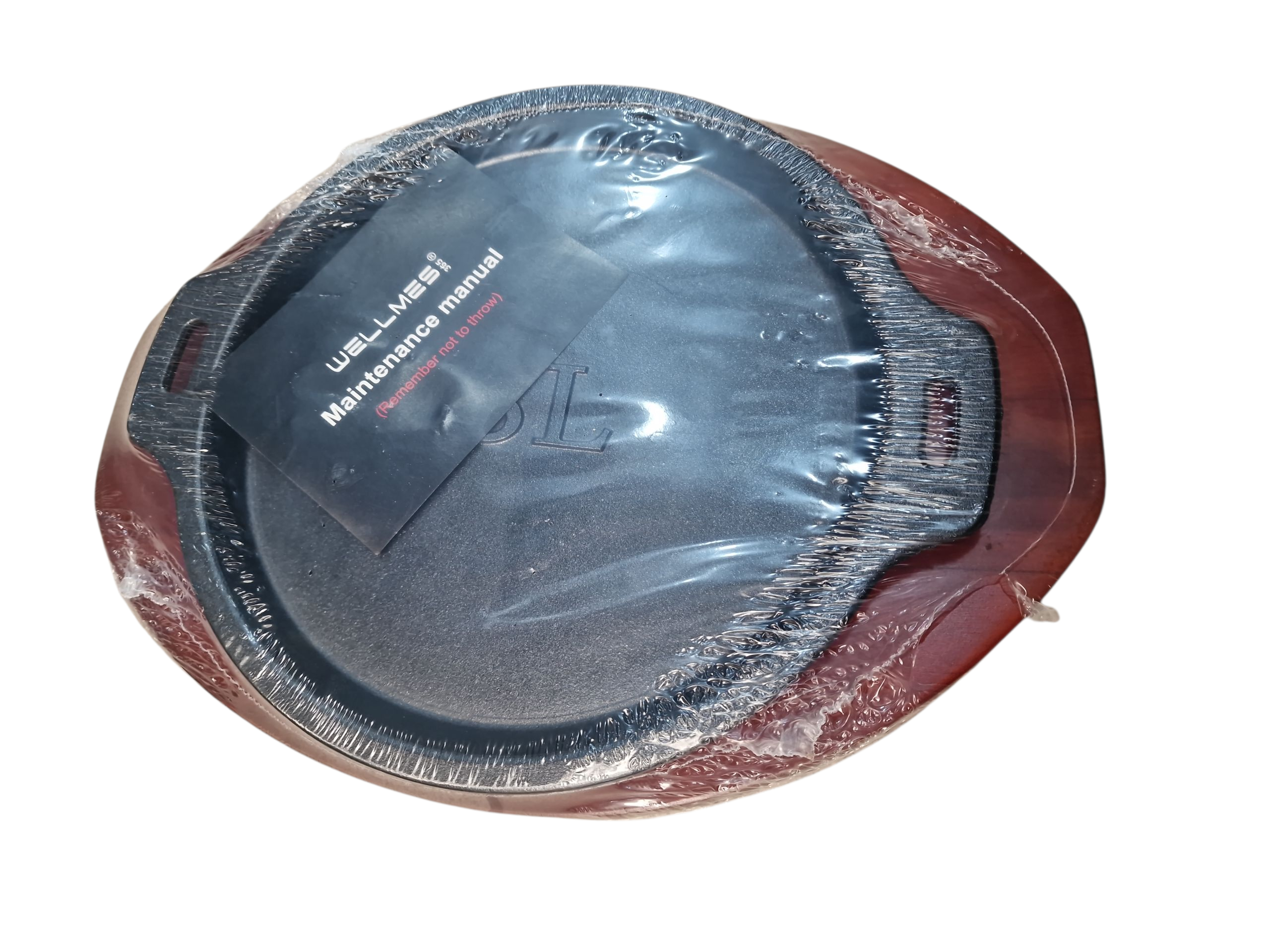 Сковородка чугунная с деревянные подставка 27см (TB2213)