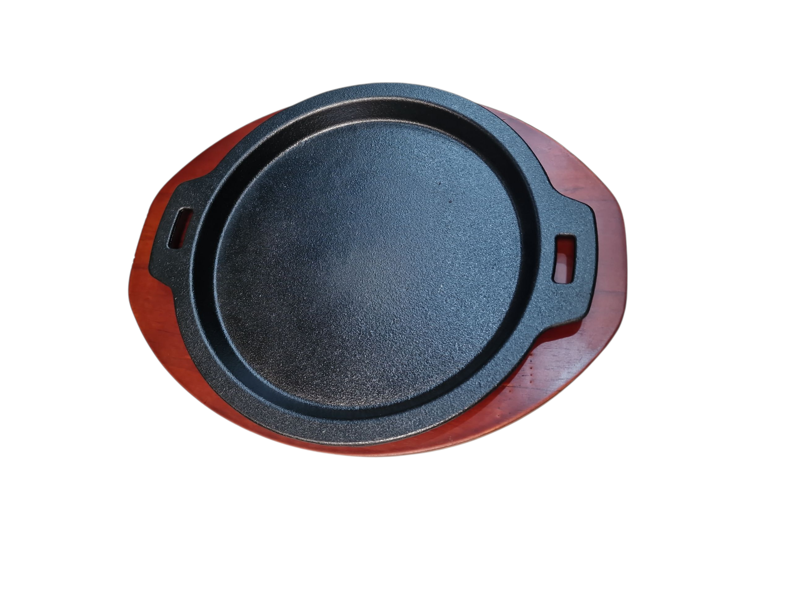 Сковородка чугунная с деревянные подставка 25см (TB2212)