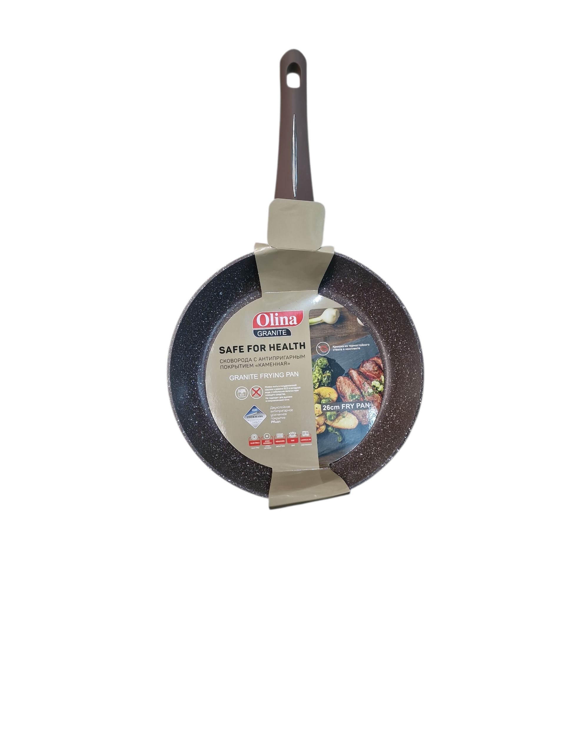 Сковородка ,коричневый мрамор 26см (Olina)