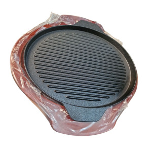 Сковородка-гриль чугунная с деревянные подставка 24см (TB2249)