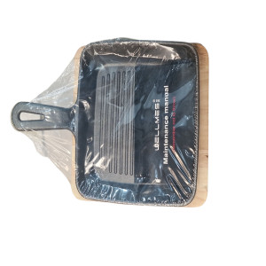 Сковородка-гриль чугунная с деревянные подставка WELMES .М19*19